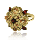 Золотое кольцо с гранатом и  цитрином «Итала Филини»