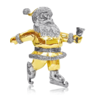 Серебряная статуэтка с позолотой "Санта Клаус с колокольчиком"