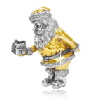 Серебряная статуэтка с позолотой «Санта Клаус с подарком»