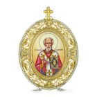 Серебряная икона с финифтьевым образом «Святой Николай Чудотворец»