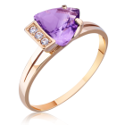Золотое кольцо с аметистом триллион «Элизабет»