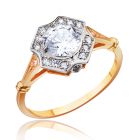 Золотое кольцо с крупным цирконием «Дина»