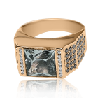 Золотое кольцо с горным хрусталем и бриллиантами «Franco»