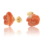 Золотые сережки «Коралловая роза»