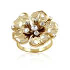 Золотое кольцо-цветок «Орхидея» ручной работы