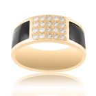 Золотое мужское кольцо с бриллиантами и кожей