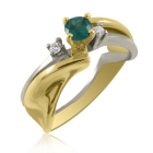 Золота каблучка зі смарагдом та діамантами «Моїй нареченій»