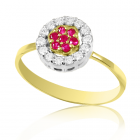 Золотое кольцо с рубином и бриллиантами «Космея»