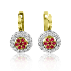 Золотые круглые серьги с рубином и бриллиантами «Космея»