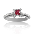 Элитное кольцо с рубином в россыпи алмазов «Венецианская ночь»