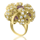 Золотое кольцо цветок с аметистом «Санта Лючия»