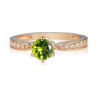 Золотое классическое кольцо с хризолитом «История любви»