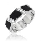 Обручальное кольцо с черной эмалью «Шахматная роскошь»
