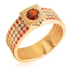 «Царское» золотое кольцо с сапфирами и рубинами