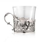 Стеклянная чашка с серебром «Маковое поле» 