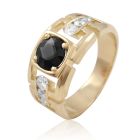 Золотой перстень с чёрным бриллиантом - 3 Карата