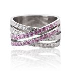 Золотое кольцо с розовыми сапфирами и бриллиантами «Мечты»
