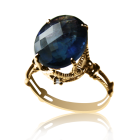 Золотое кольцо с крупным флюоритом  «Medea»