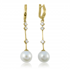 Золоті довгі сережки з перлами «Natalie»