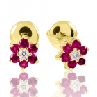 Gold earrings with garnet «Scarlet flower»