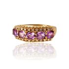 Золотое кольцо с дорожкой аметистов «Салерно»