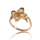 Золотое кольцо цветок с цитрином «Анжела»