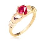 Кладдахское кольцо с рубином-сердцем «Gold Claddagh»