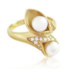 Золотое кольцо с жемчугом  «Царица морская» - бриллианты