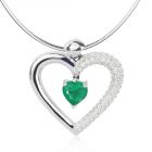 Золотий кулон з смарагдом і цирконієм «Loving heart»