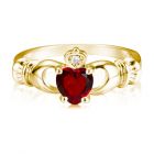 Кладдахское кольцо з гранатовим серцем «Gold Claddagh»