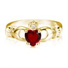 Кладдахское кольцо с гранатовым сердцем «Gold Claddagh»