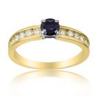 Золотое кольцо с бриллиантами и сапфиром 0.5 Ct «Флора»
