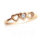 Золотое помолвочное кольцо с цирконием «Три сердечка»
