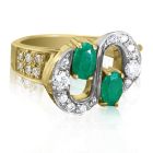 Золотое кольцо с изумрудом и бриллиантом «Доллар»