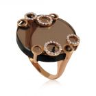 Золотое эксклюзивное кольцо с раухкварцем «Золотая Азия»