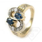 Золотое кольцо с сапфиром и бриллиантом "Доллар"