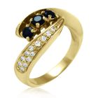 Золотое кольцо с сапфиром и бриллиантом "Ракушка" 