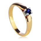 Золотое кольцо с темно-синим сапфиром «Королевна»