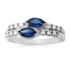 Золотое кольцо с синим сапфиром «Виктория»