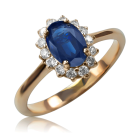 Золотое кольцо с сапфиром и бриллиантами «Ноктюрн»