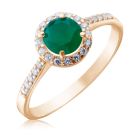 Золотое кольцо с зеленым агатом «Алеся»