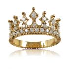 Золота каблучка корона з розсипом фіанітів «Crown»