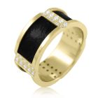 Золотой перстень с бриллиантами и кожей "Король Артур"