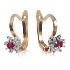 Золотые серьги с рубином и бриллиантами «Франсуаза»