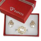 Золотий гарнітур з природними білими перлами «Марина»