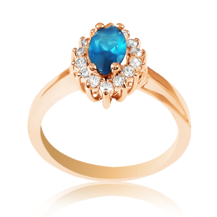 Золота каблучка з топазом і фіанітами «Adelasia»