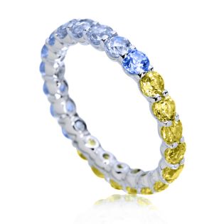 Кольцо дорожка с желтыми и голубыми камнями «Marmalade»