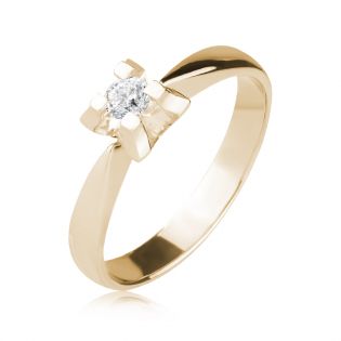 Золотое помолвочное кольцо с одним бриллиантом «Elina»