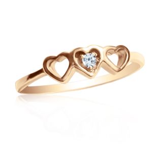 Недорогое кольцо с бриллиантом «Три сердечка»