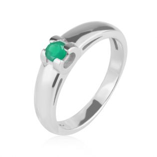 Золотое помолвочное кольцо с зеленым агатом « Мисс V»